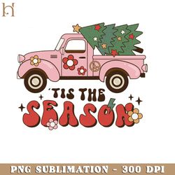 Tis The Season Peace Hippie Retro Christmas Truck Sublimation