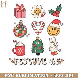 Festive AF Retro Christmas PNG Sublimation Graphic