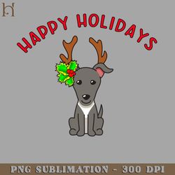 XMAS GREYHOUND PUPPY WITH REINDEER ANTLERS PNG Download