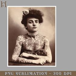 Vintage Tattooed Lady Print PNG Download