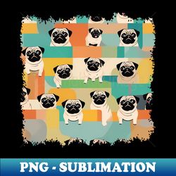 Colorful Pug Mosaic - PNG Transparent Sublimation Design - Create with Confidence