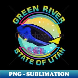 green river utah fishing town regal blue tang marine aquarium fish - usa state - retro png sublimation digital download - revolutionize your designs