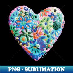 embroidered heart mexican flowers handmade boho chic string art - premium sublimation digital download - boost your success with this inspirational png download