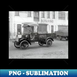 Auto Supply Delivery Truck 1915 Vintage Photo - Sublimation-Ready PNG File - Add a Festive Touch to Every Day