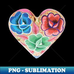 mexican embroidery heart tehuana flowers pastel colors mexican market - digital sublimation download file - stunning sublimation graphics