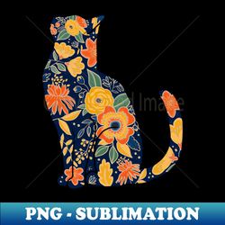 Floral cat botanical cat sitting - Modern Sublimation PNG File - Unlock Vibrant Sublimation Designs