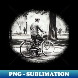 Elderly Man on Bicycle - Exclusive Sublimation Digital File - Bold & Eye-catching