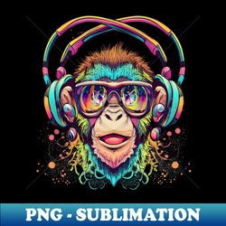 Psychedelic Colorful funny Monkey With Sunglasses - Trendy Sublimation Digital Download - Capture Imagination with Every Detail