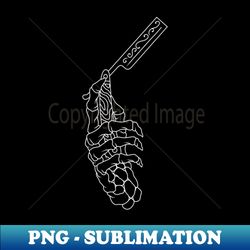 Skeleton Hand with Straight Razor - PNG Transparent Sublimation Design - Bring Your Designs to Life