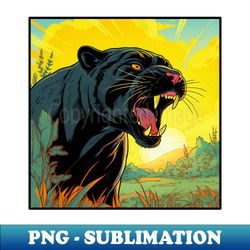 Wild Black Panther Cartoon Vintage Comics Style Drawing - Instant PNG Sublimation Download - Bring Your Designs to Life