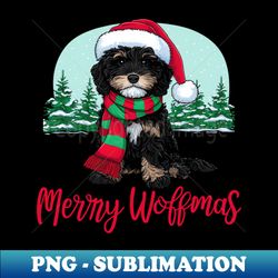 Black cavapoo maltipoo christmas dog - Premium PNG Sublimation File - Perfect for Sublimation Art