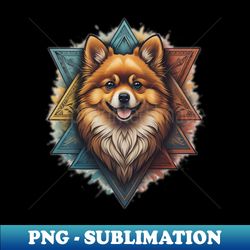 Cute Pomeranian in triangle - Exclusive PNG Sublimation Download - Add a Festive Touch to Every Day