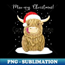 Scottish Highland Cow Moo-rry Christmas Wee Hamish - Elegant Sublimation PNG Download - Unleash Your Creativity