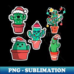 Festive Cactus Christmas Sticker Pack - Special Edition Sublimation PNG File - Unleash Your Inner Rebellion