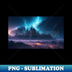 dramatic mountain lights landscape - decorative sublimation png file - bring your designs to life