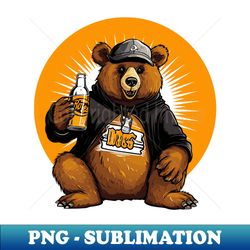 brown bear drinking beer - decorative sublimation png file - defying the norms