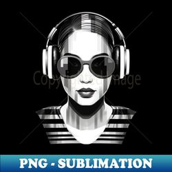 Woman Listening Music - Creative Sublimation PNG Download - Transform Your Sublimation Creations