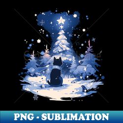 Black Cat Christmas Magic - Stylish Sublimation Digital Download - Instantly Transform Your Sublimation Projects