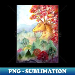 Autumn Forest Dragon - Aesthetic Sublimation Digital File - Revolutionize Your Designs