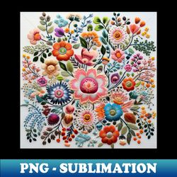 embroidery flowers pattern illustration - artistic sublimation digital file - unleash your inner rebellion