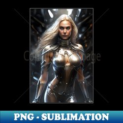 Fantasy Warrior Queen in Silver Armor - Creative Sublimation PNG Download - Enhance Your Apparel with Stunning Detail