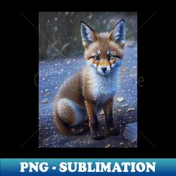 Adorable Sparkling Baby Fox - Elegant Sublimation PNG Download - Perfect for Creative Projects