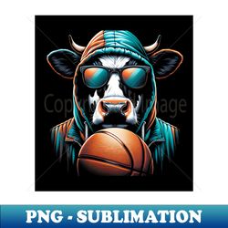 Cool Basket Ball Cow - High-Resolution PNG Sublimation File - Unleash Your Inner Rebellion