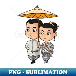 Chibi Khmer Cambodian Couple - Vintage Sublimation PNG Download - Spice Up Your Sublimation Projects