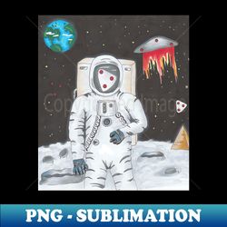 Spaceman with a vision of Ufos - Exclusive PNG Sublimation Download - Bring Your Designs to Life