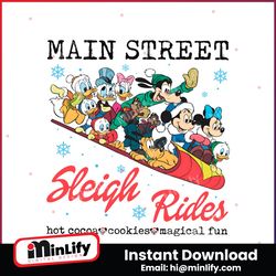 Vintage Mickey And Friends Main Street Sleigh Rides PNG