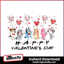 Happy Valentine Cartoon Bluey Family PNG