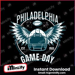 Philadelphia Football Game Day Helmet Wings Svg