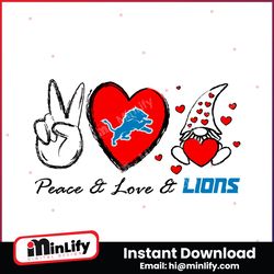 Peace Love Lions Heart With Gnome SVG