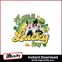 Disney Mouse Have A Lucky Day Patricks Rainbow PNG