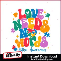 Autism Awareness Love Needs No Words SVG