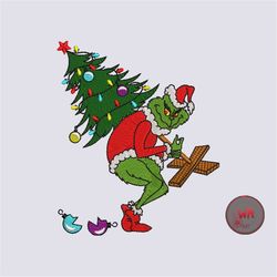 Grinch Machine Embroidery Design, Grinch Christmas Tree Digital Embroidery Designs, Stolen Christmas Embroidery Designs,