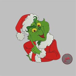 Cute Grinch embroidery design, Grinch Face machine embroidery design, Christmas machine embroidery files