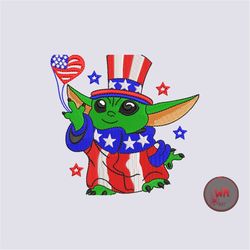4th July Baby yoda Embroidery Design, 4th of July machine embroidery design files, Independence day embroidery digital f
