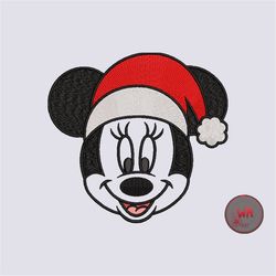 santa mouse hat style fill stitch machine embroidery design, mickey christmas digital embroidery designs, hat embroidery