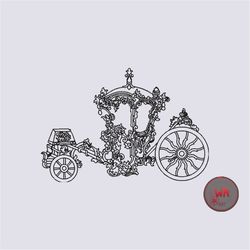 Carriage Machine Embroidery Design, Instant download princess carriage machine embroidery design, Carriage line art embr