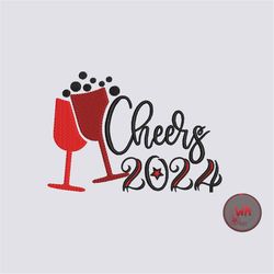 New year embroidery design, Cheers to 2024 embroidery machine files, Happy new year patterns, Instant Download, 3 Sizes