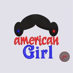 american girl embroidery design, 4th of july embroidery design, machine embroidery design, 3 sizes, Instant Download