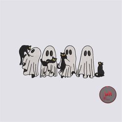 Ghosts and Cats Embroidery Design, Ghosts Holding Cats machine embroidery designs, Halloween machine embroidery files