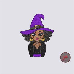 Halloween Witch Embroidery Design, Woman witch machine embroidery, African American Embroidery Patterns, Machine embroid