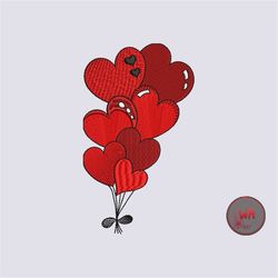 balloon valentine machine embroidery design, balloons embroidery design pattern, heart balloon, birthday embroidery file
