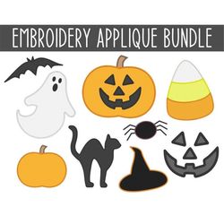 Halloween Applique Designs Bundle, MACHINE EMBROIDERY, Halloween Embroidery, 9 Designs, Digital Download, 4x4, 5x7, 6x10