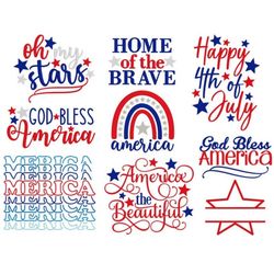 4th of July Embroidery Designs Bundle, MACHINE EMBROIDERY, 10 Designs, America, Digital Download, 4x4, 5x7 Hoop (and som