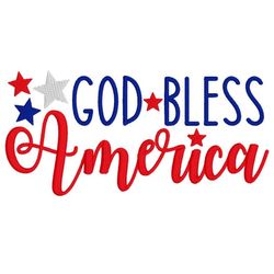 God Bless America Embroidery Design, MACHINE EMBROIDERY, 4th of July Embroidery, Digital Download, 4x4, 5x7 Hoop