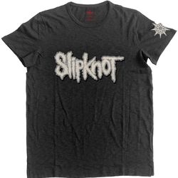 Slipknot &8211 Logo and Star with Applique Motif &8211 Black Slab Cotton t-shirt