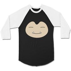 Snorlax Face Pokemon Go Cosplay Parody Mystic Valor Instinct CPY Unisex 3/4 Sleeve Baseball Tee T-Shirt